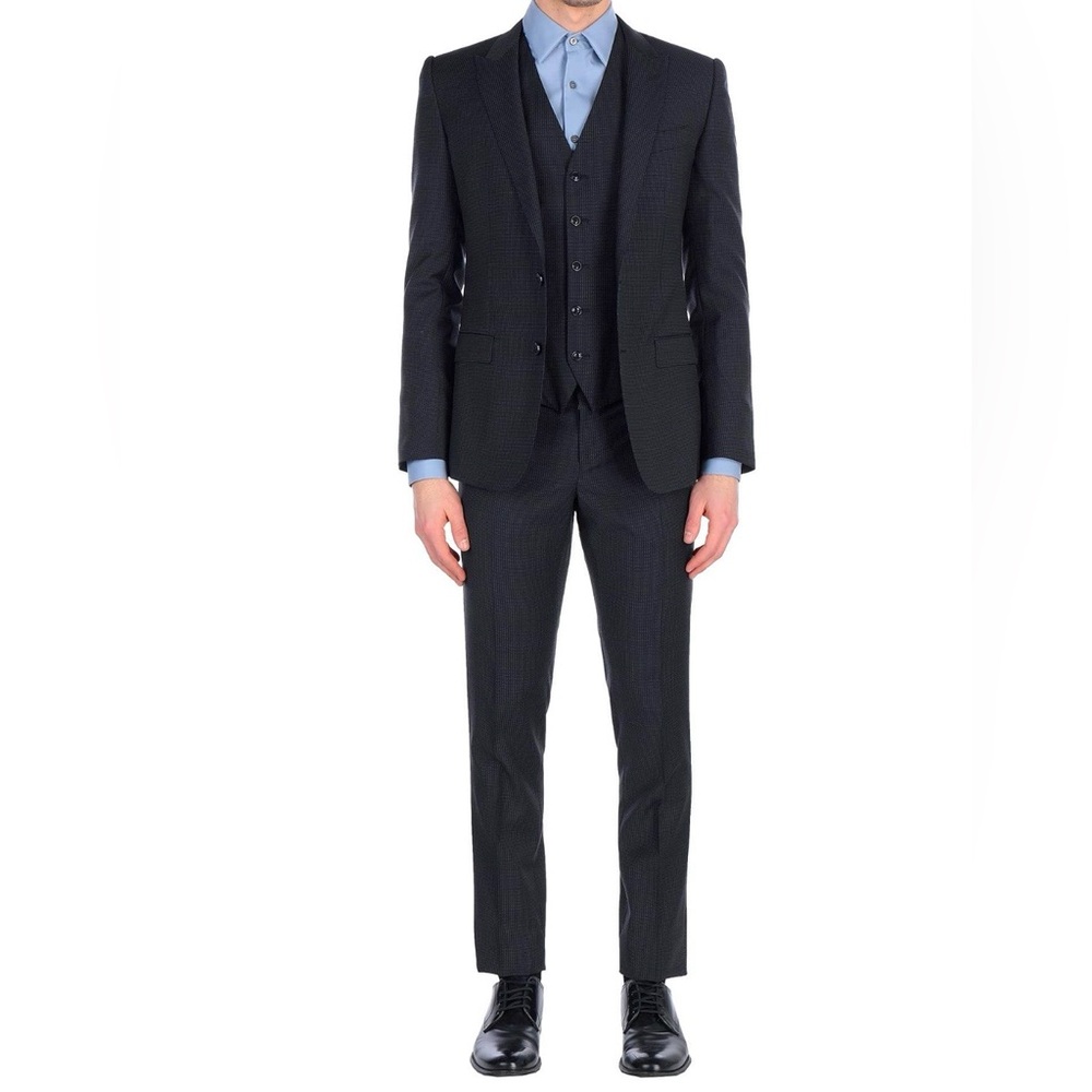 Dolce & Gabbana Dark Suit with Blue Accents